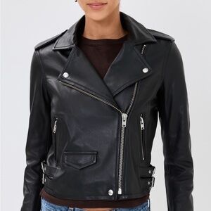 IRO Black Leather Jacket with Silver Accents